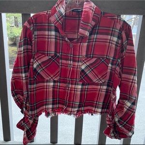 Fashion Nova Red Crop Flannel